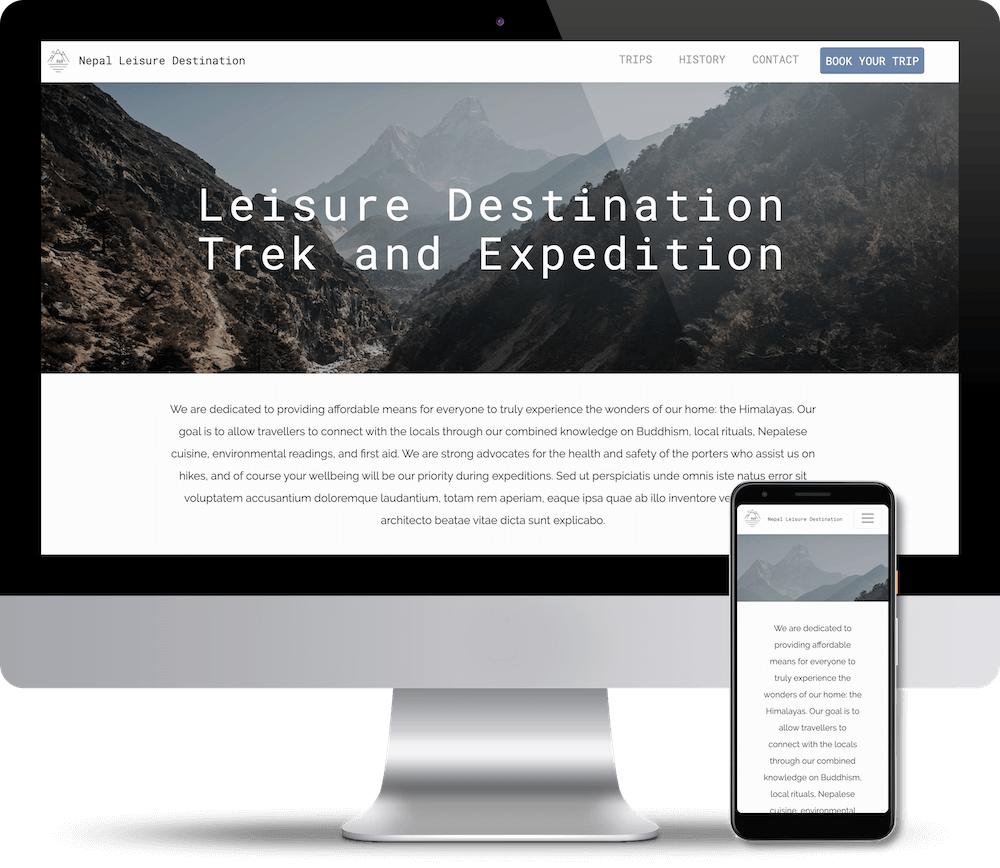 computer and mobile screenshot of an expedition website